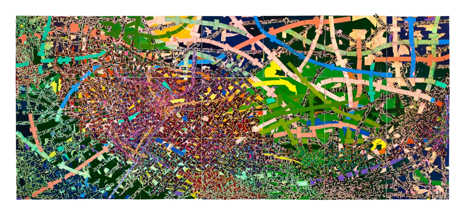 Rick Lowe Cavafy Remains, 2024 Acrylic on canvas 144 x 336 inches (365.8 x 853.4 cm) © Rick Lowe Studio Photo: Thomas Dubrock Courtesy of the artist and Gagosian
