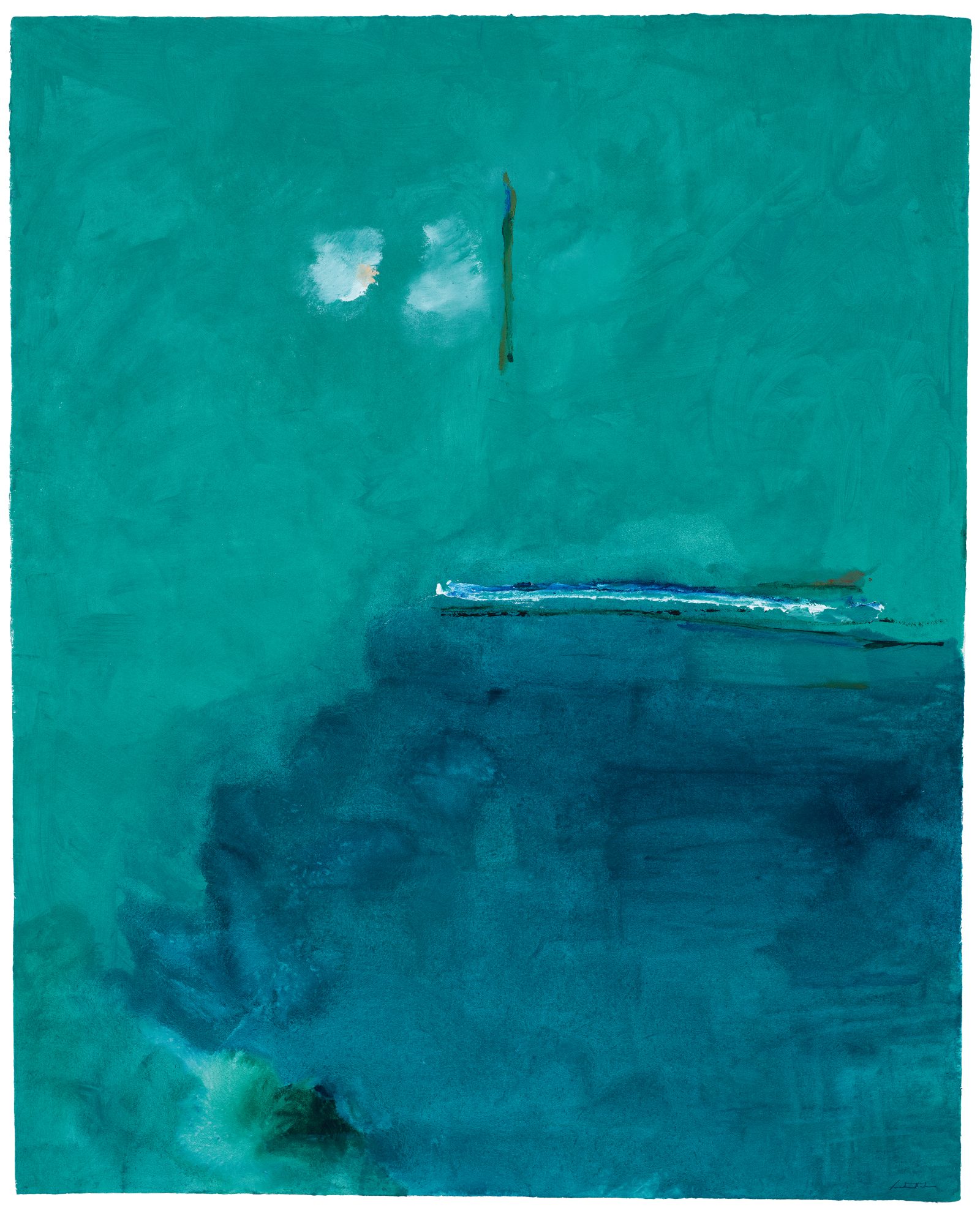Helen Frankenthaler Contentment Island, 2002 Acrylic on paper 74 1/8 x 60 1/8 inches 188.3 x 152.7 cm Photo: Maris Hutchinson © 2024 Helen Frankenthaler Foundation, Inc. / Artists Rights Society (ARS), New York