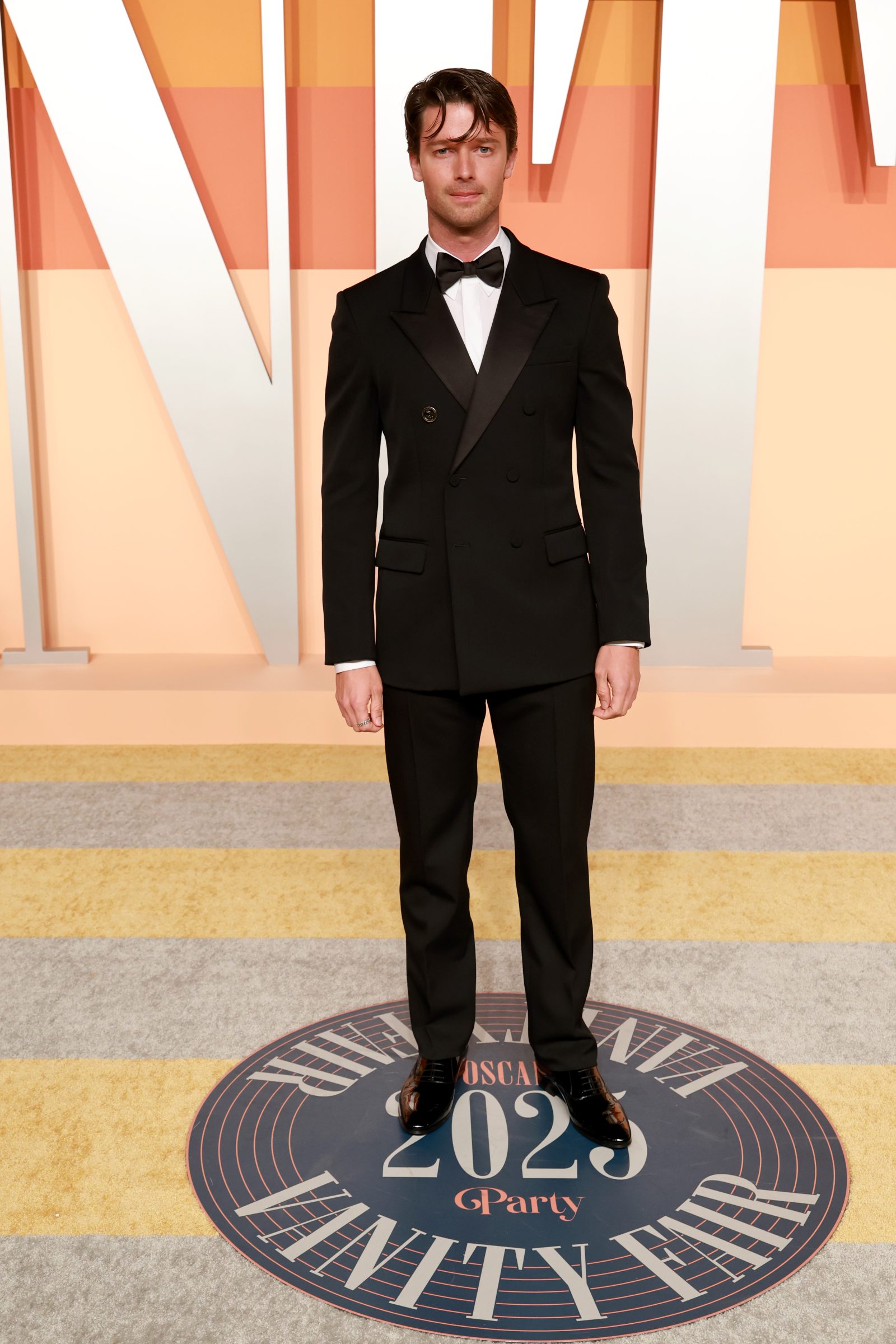 Patrick Schwarzenegger attends the 2025 Vanity Fair Oscar Party Hosted By Radhika Jones at Wallis Annenberg Center for the Performing Arts on March 02, 2025 in Beverly Hills, California. (Photo by Amy Sussman/Getty Images)
