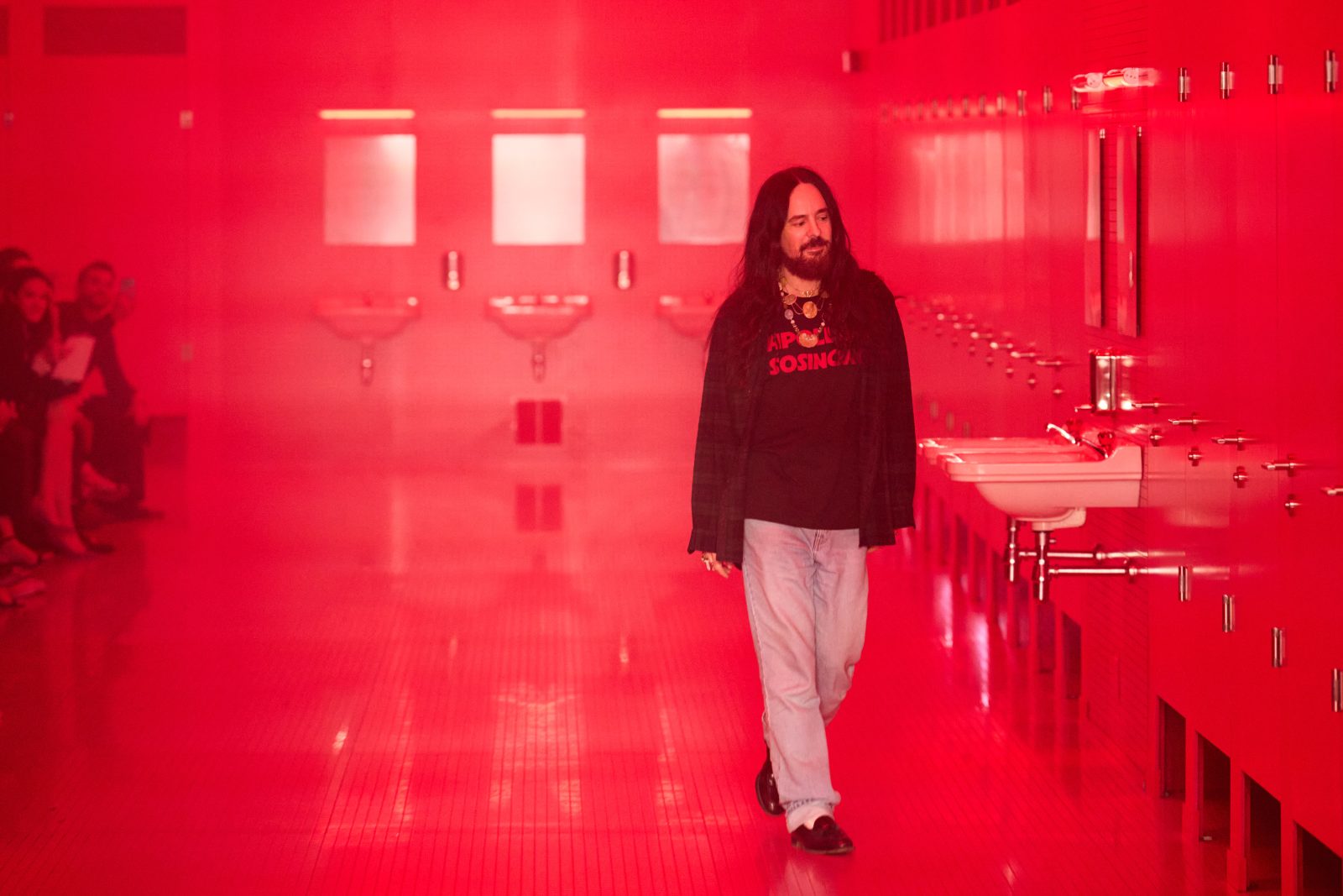 Alessandro Michele at the close of his FW25 Ready-to-Wear show for Maison Valentino during Paris Fashion Week Alessandro Michele Valentino FW25