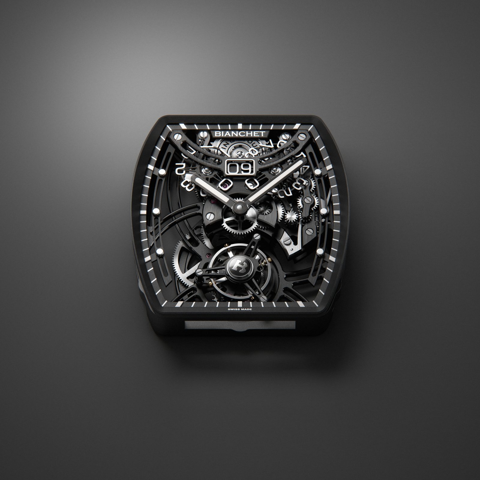B 1.618 Grande Date Sapphire Edition skeleton dial