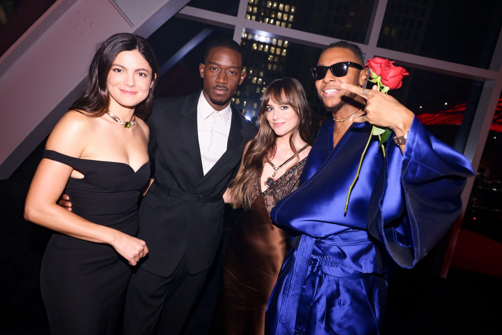 Monica Barbaro, Damson Idris, Dakota Johnson, Masego