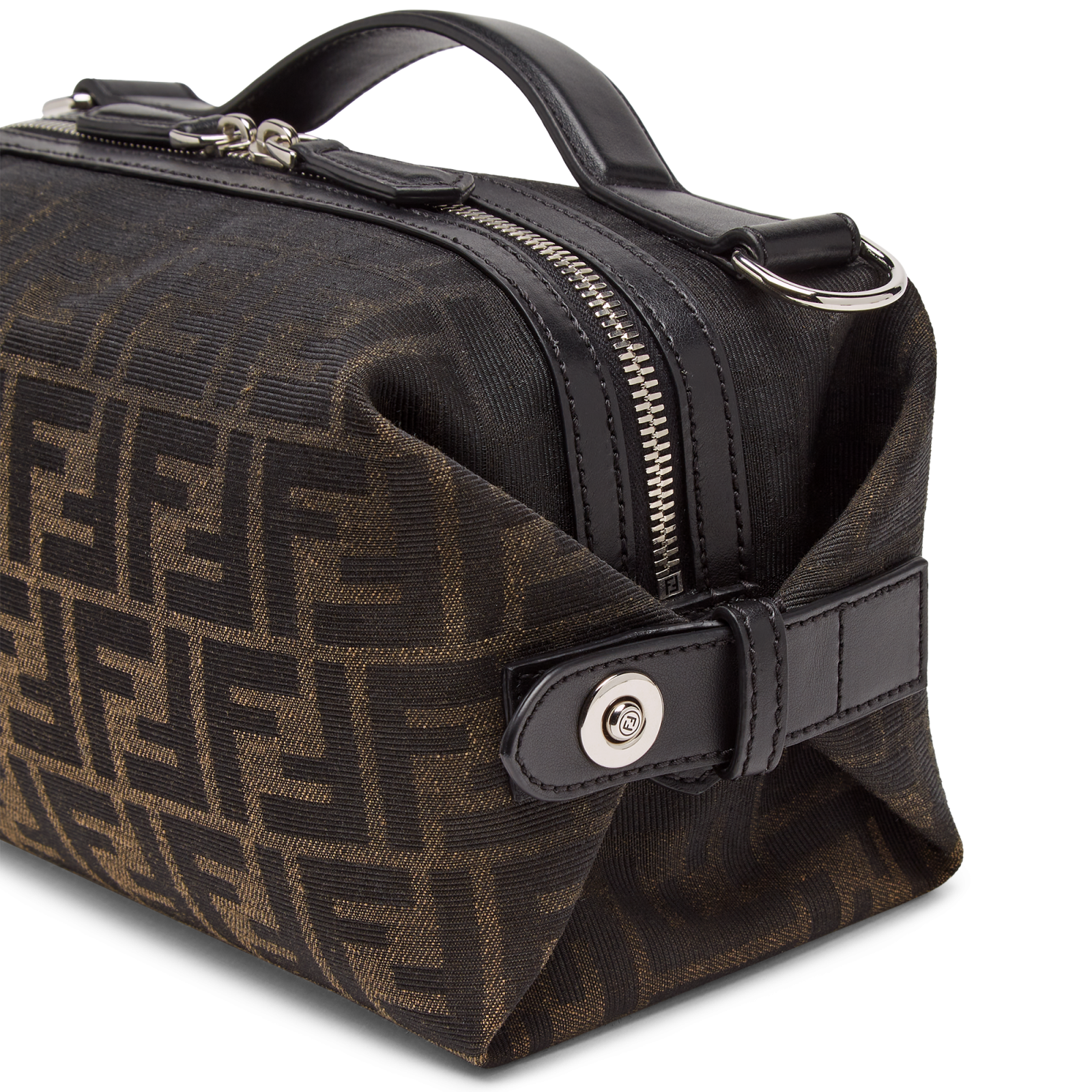 The FENDI Small Eclissi version of the Siesta bag is seen fastened, converting into a bag perfect for personal belongings.
