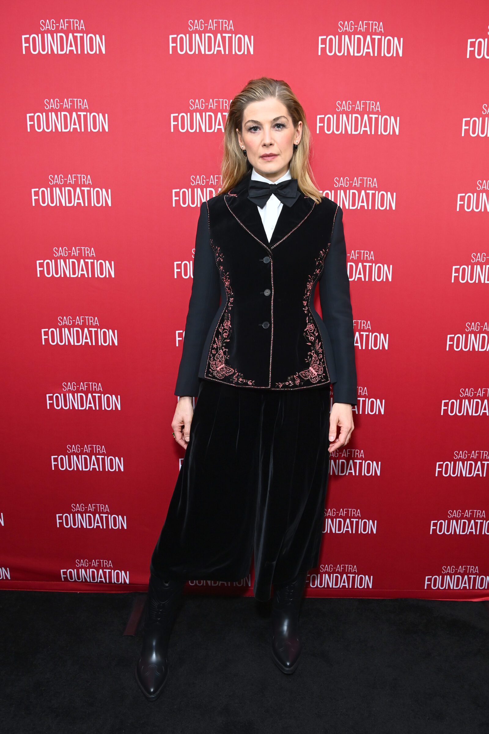 Rosamund Pike exudes sophistication in Dior at a SAG-AFTRA Foundation event in Los Angeles, December 2023. (Photo by Araya Doheny/Getty Images, courtesy of DIOR)