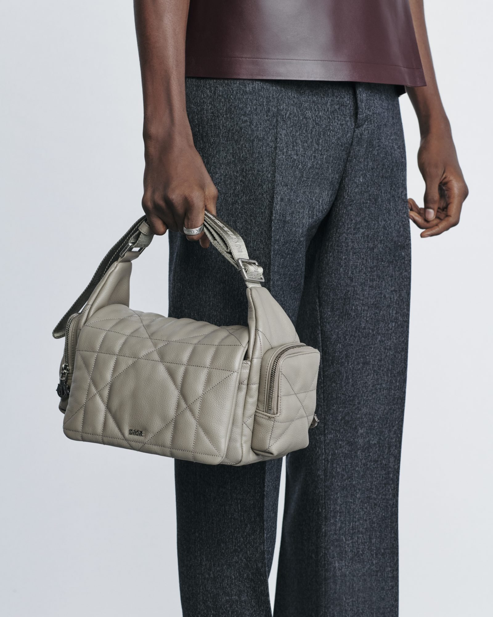Camera Bag in Beige Maxicannage