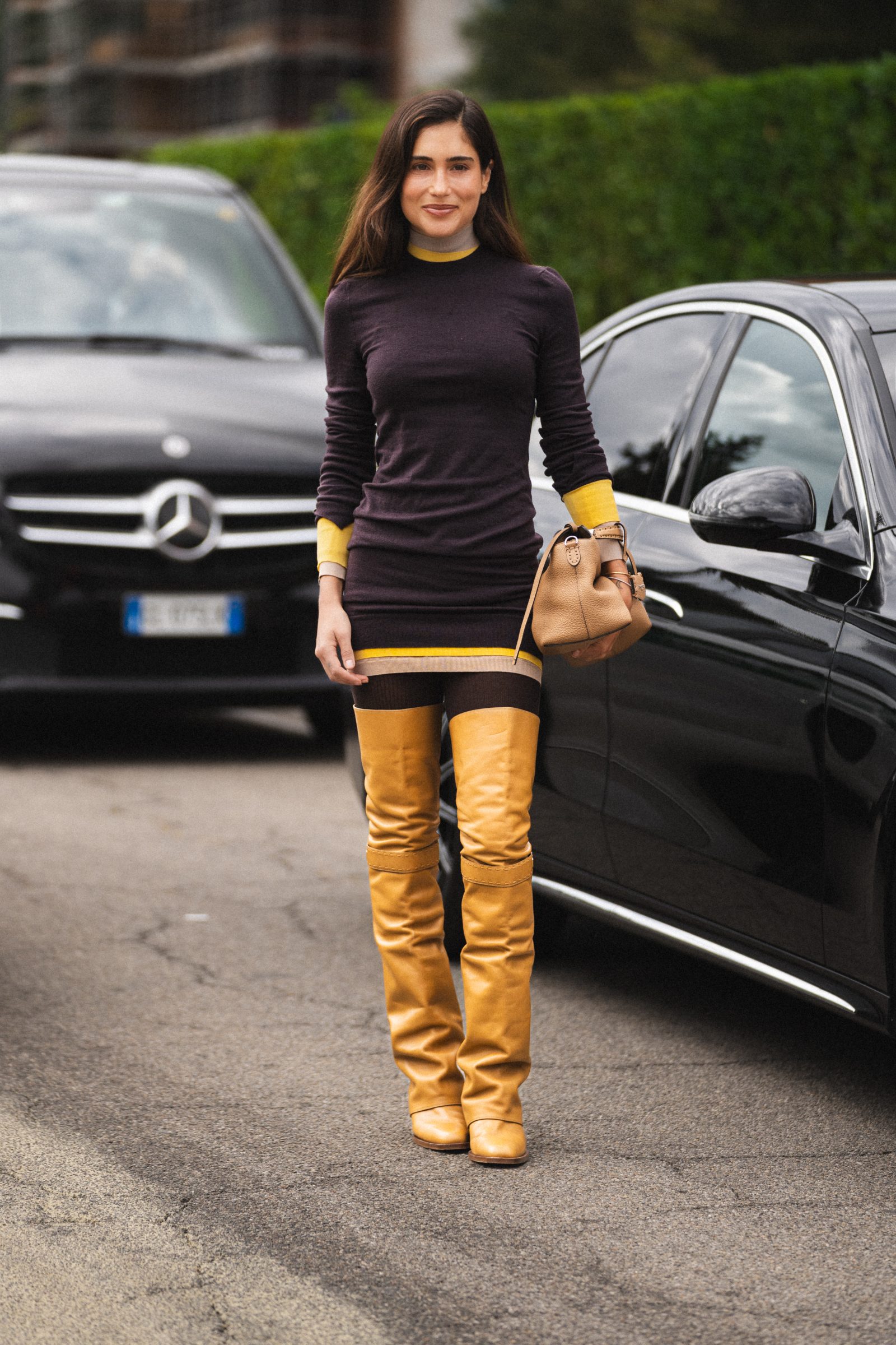 Belen Hostalet arrives to the FENDI Spring-Summer 2025 runway show in Milan (Image: Riccardo Perdisa for Rain Magazine)