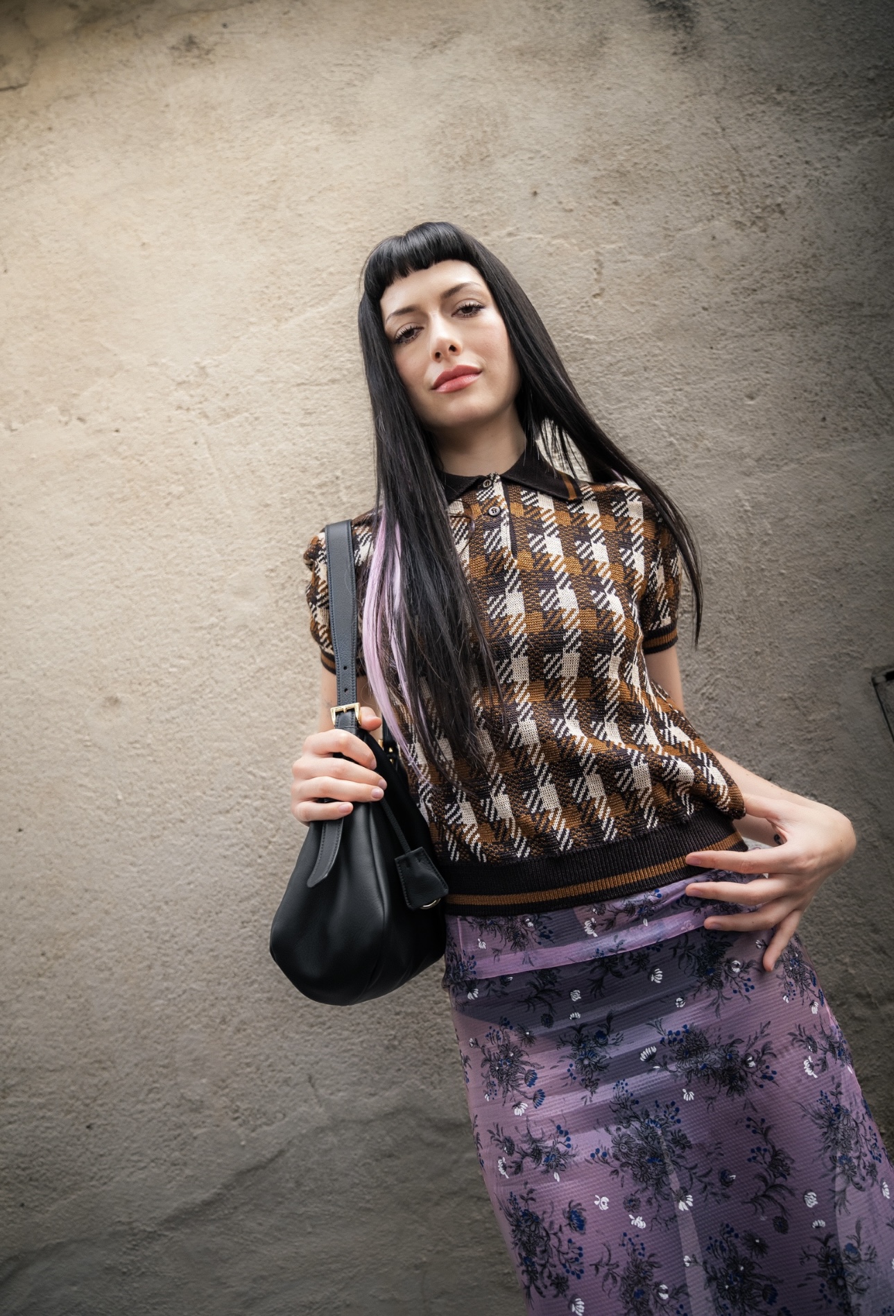 Maria Bottle arrives at Prada’s Women’s Spring-Summer runway show in Milan (Image: Riccardo Perdisa for Rain Magazine).