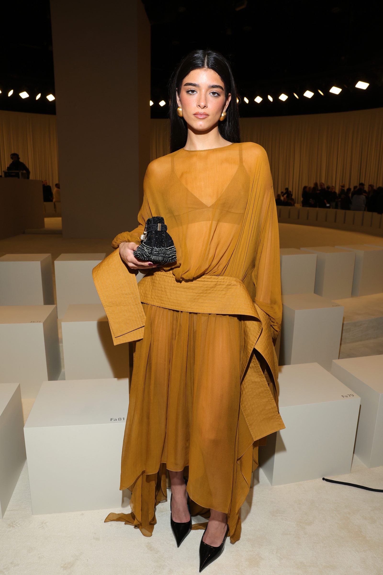 Dixie D'Amelio is seen front row at the Ferragamo Spring Summer 2025 Fashion Show during the Milan Fashion Week Spring/Summer 2025 on September 21, 2024 in Milan, Italy. (Photo by Jacopo M. Raule/Getty Images for Ferragamo)