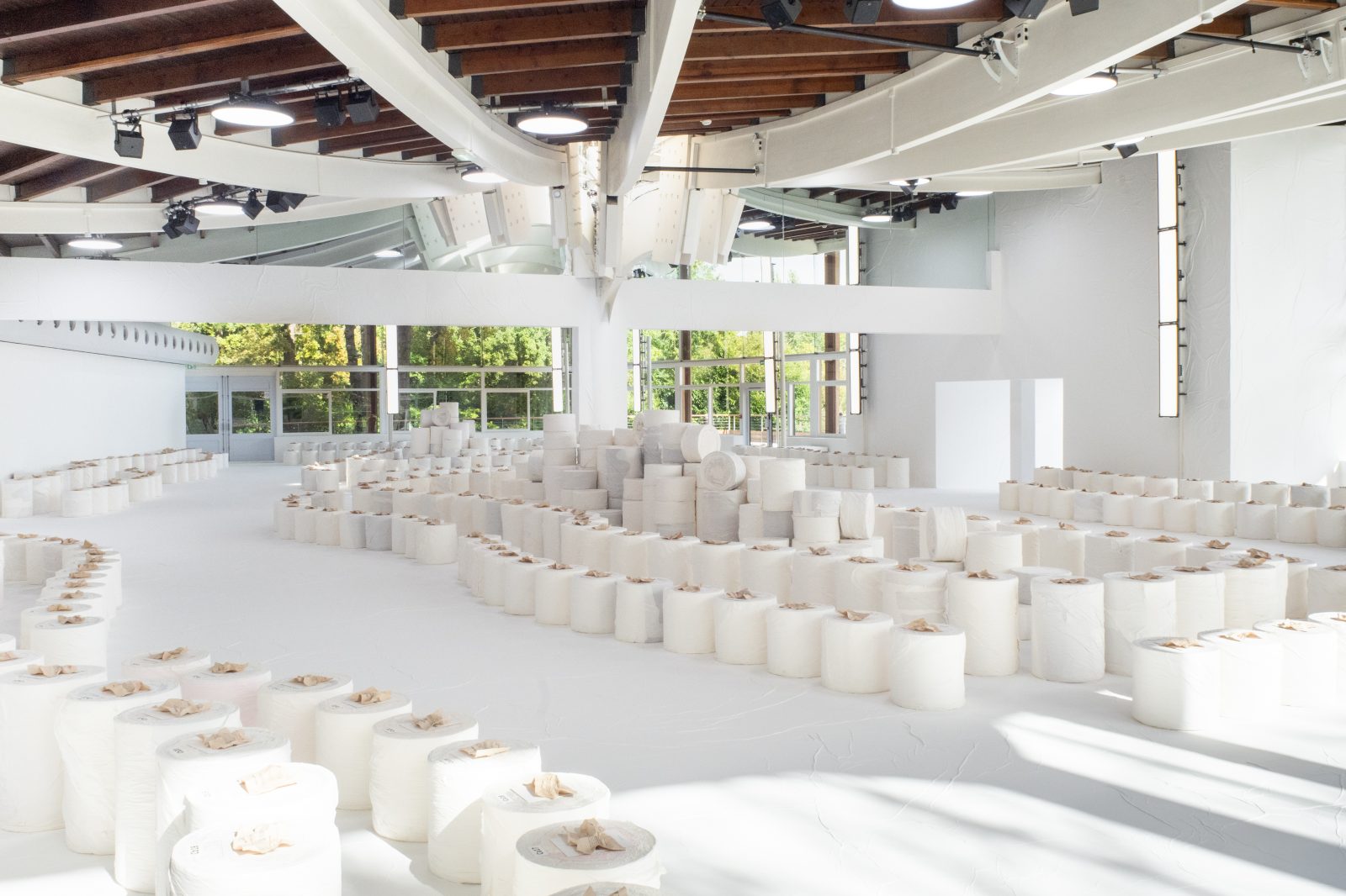 Issey Miyake Spring-Summer 2025 showspace installed during Paris Fashion Week.