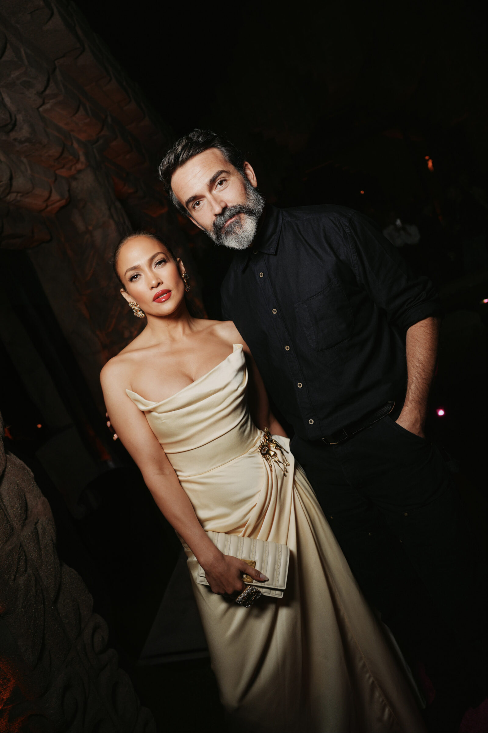 Jennifer Lopez and Schiaparelli Artistic Director, Daniel Roseberry celebrate the historical partnership at John Sowden House.