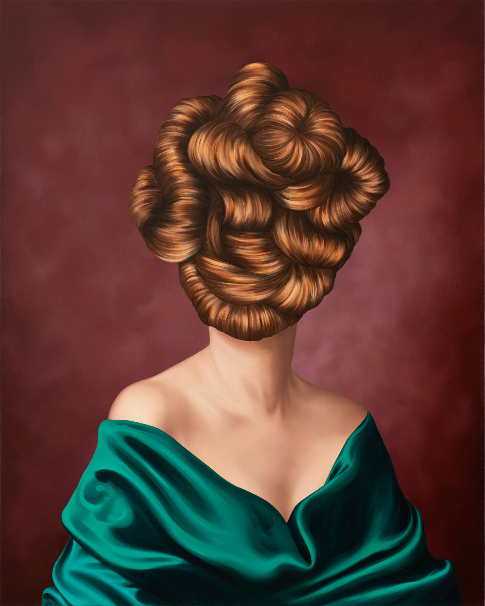Ewa Juszkiewicz The Emerald Dress, 2023 Oil on canvas 39 3/8 x 31 1/2 inches (100 x 80 cm) © Ewa Juszkiewicz Courtesy the artist and Gagosian