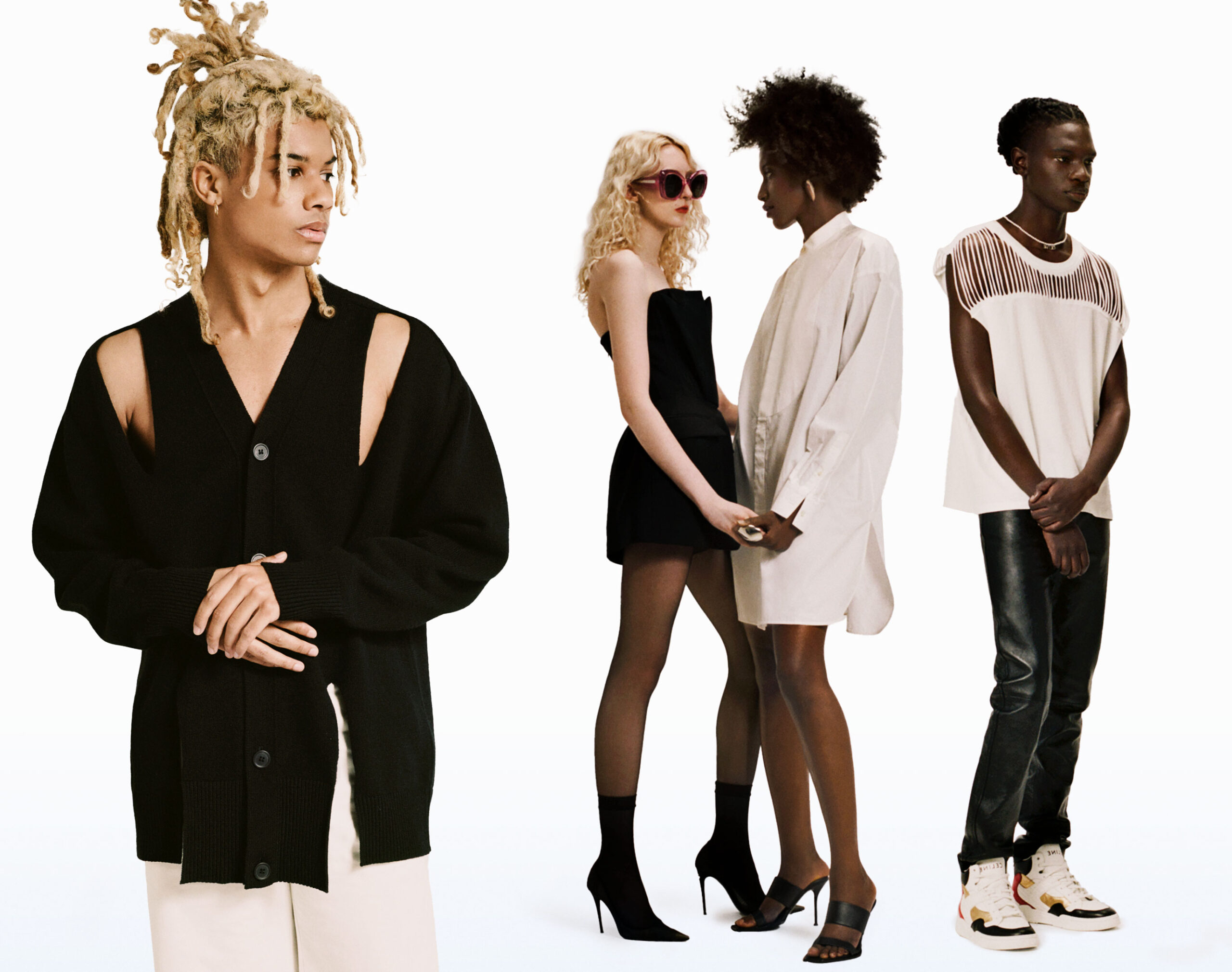 Left to Right: Reese, Eleanor, and Kiana all wear ALEXANDER MCQUEEN. Paisat wears all CELINE