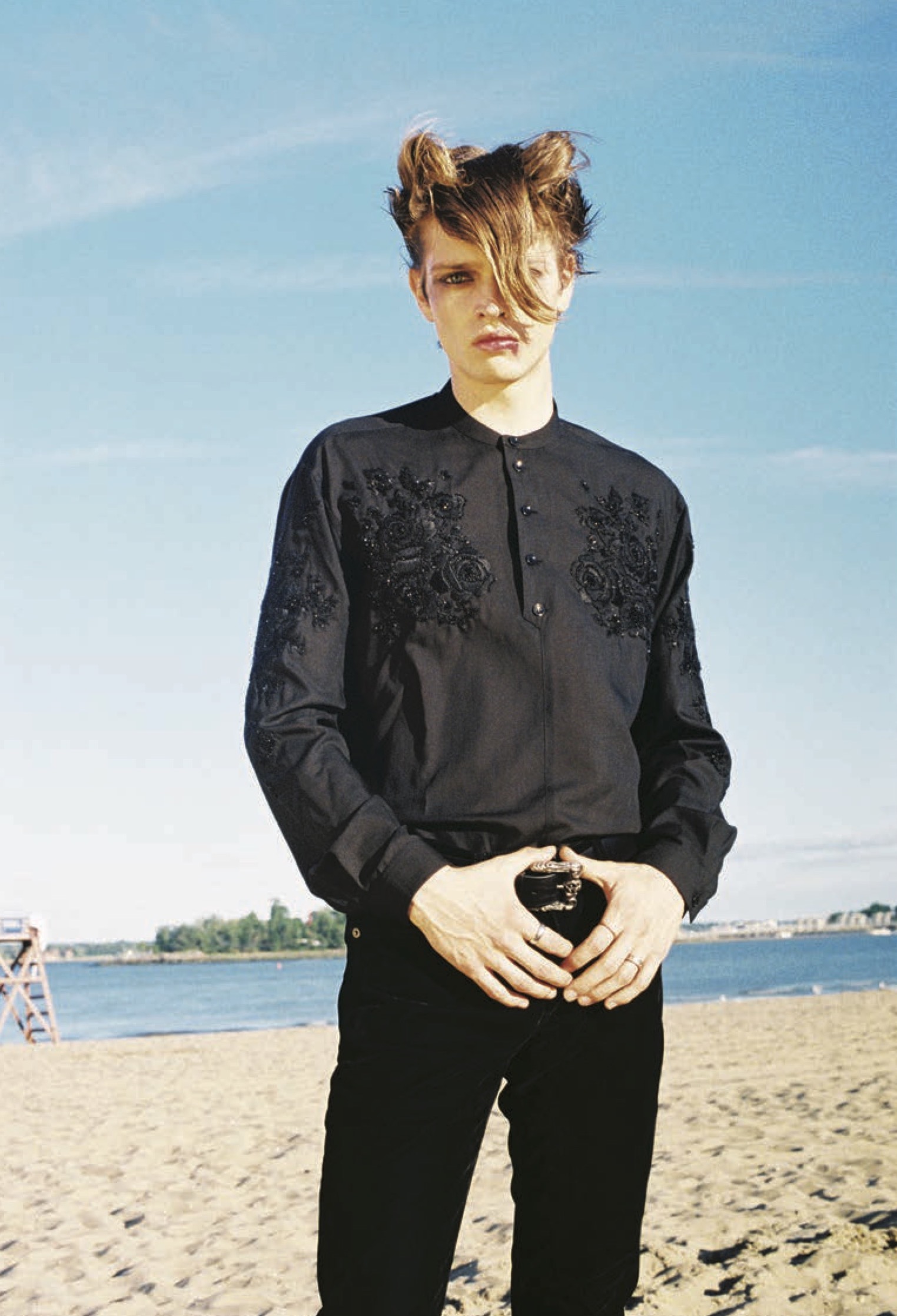 shirt, jeans, and belt by SAINT LAURENT BY ANTHONY VACCARELLO