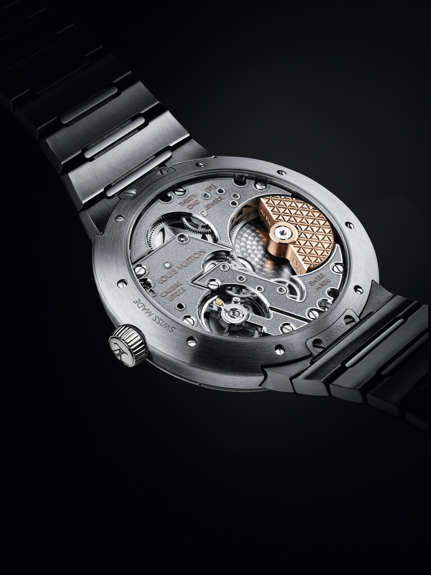 Louis Vuitton Tambour movement detail Louis Vuitton Tambour movement detail