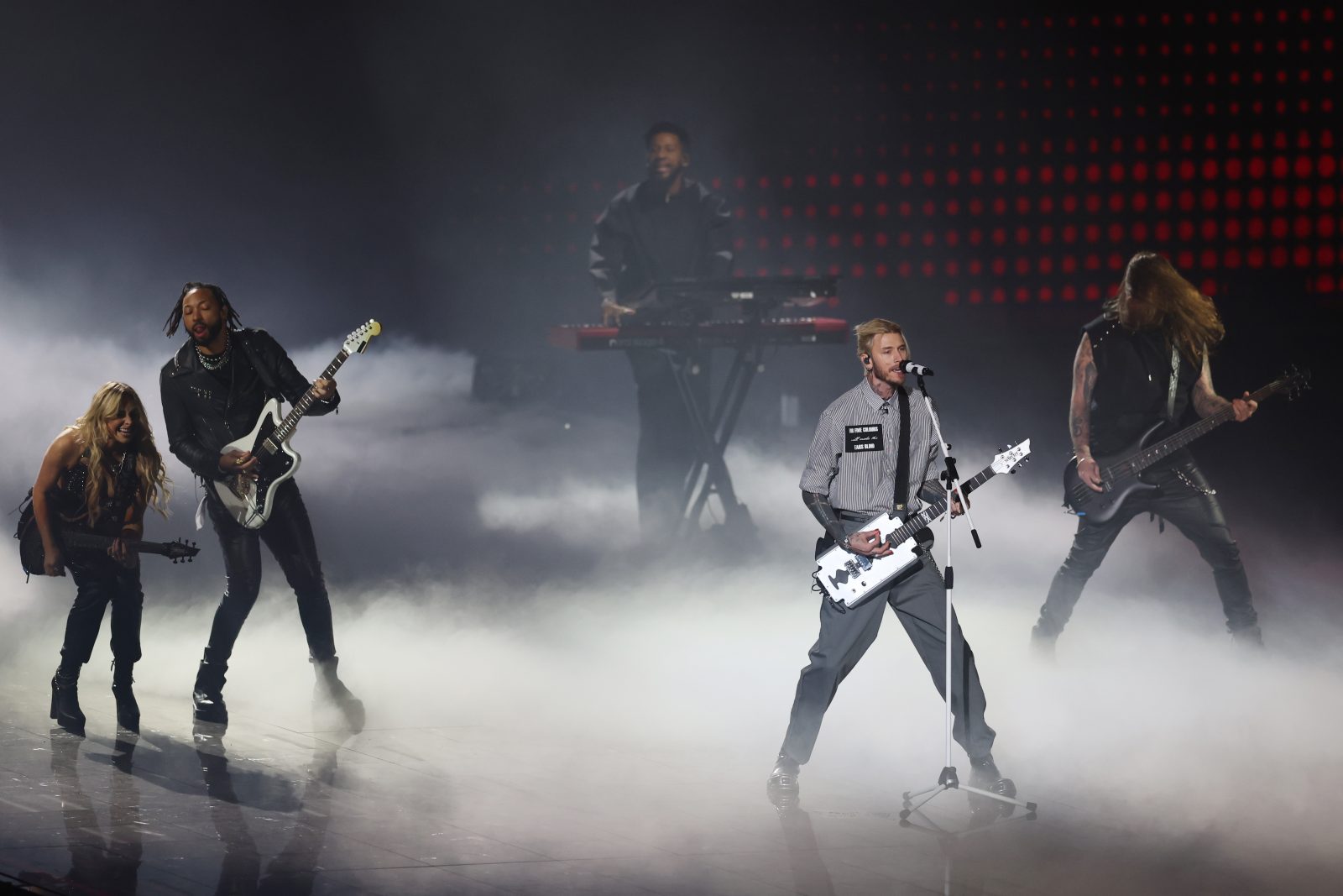 MGK performs on stage during F1 75 Live at The O2 Arena on February 18, 2025 in London, England. (Photo by Clive Rose - Formula 1/Formula 1 via Getty Images) MGK performs on stage during F1 75 Live