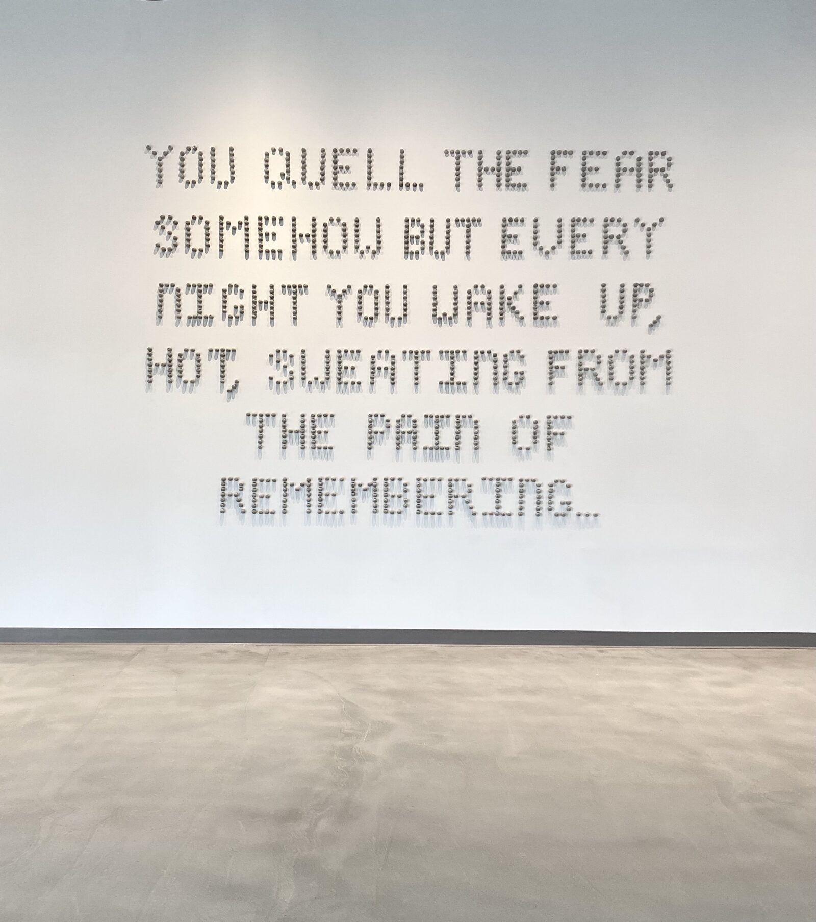 Night Terrors, 2020. 1,184 cast cement beads, 120 x 144 x 1 in. (Dimensions variable) Night Terrors, 2020. 1,184 cast cement beads, 120 x 144 x 1 in. (Dimensions variable)