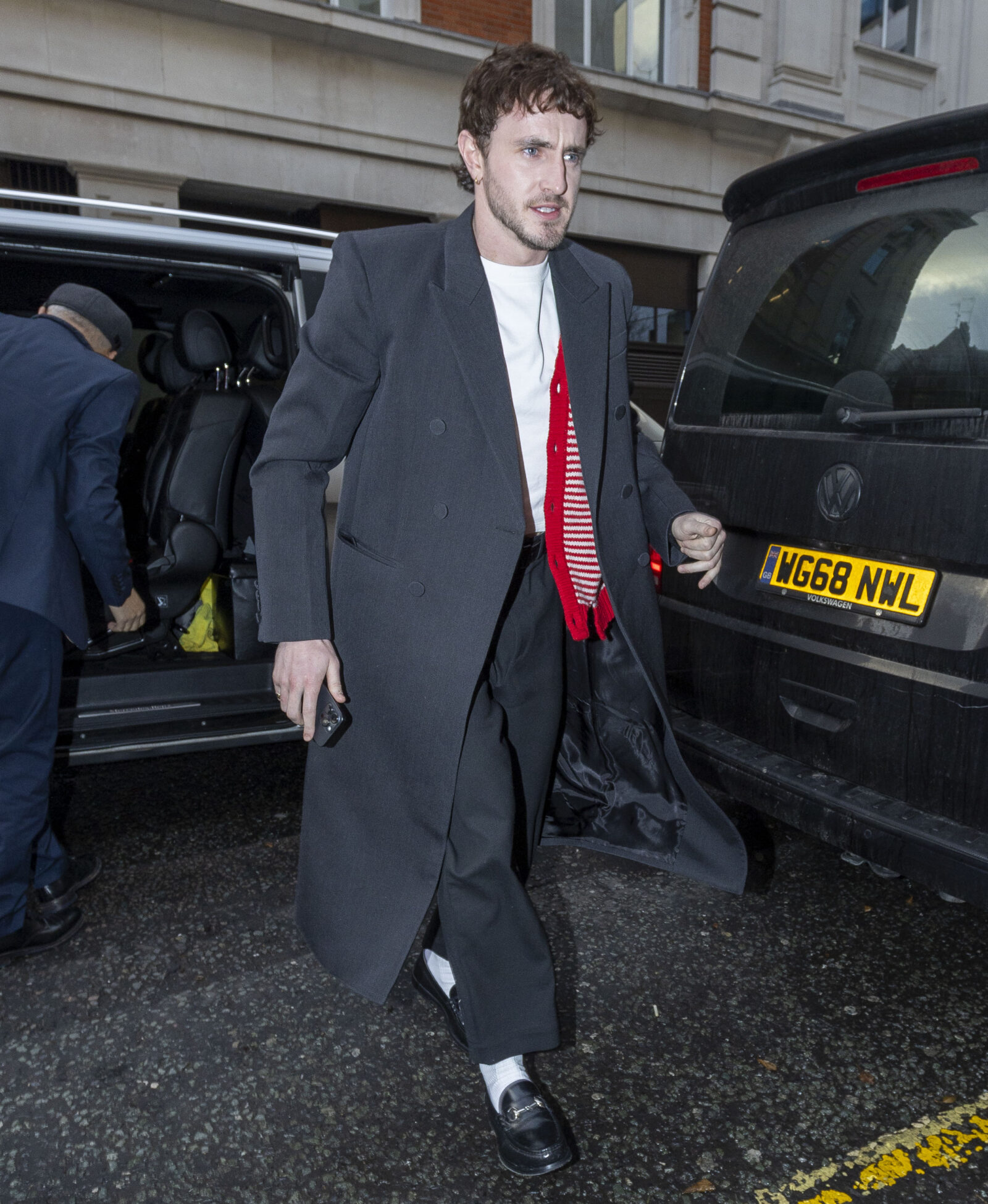 Paul Mescal stylishly arrives at BBC Radio 2 for Zoe Ball’s Breakfast Show in London. Photo Credit: SplashNews.com