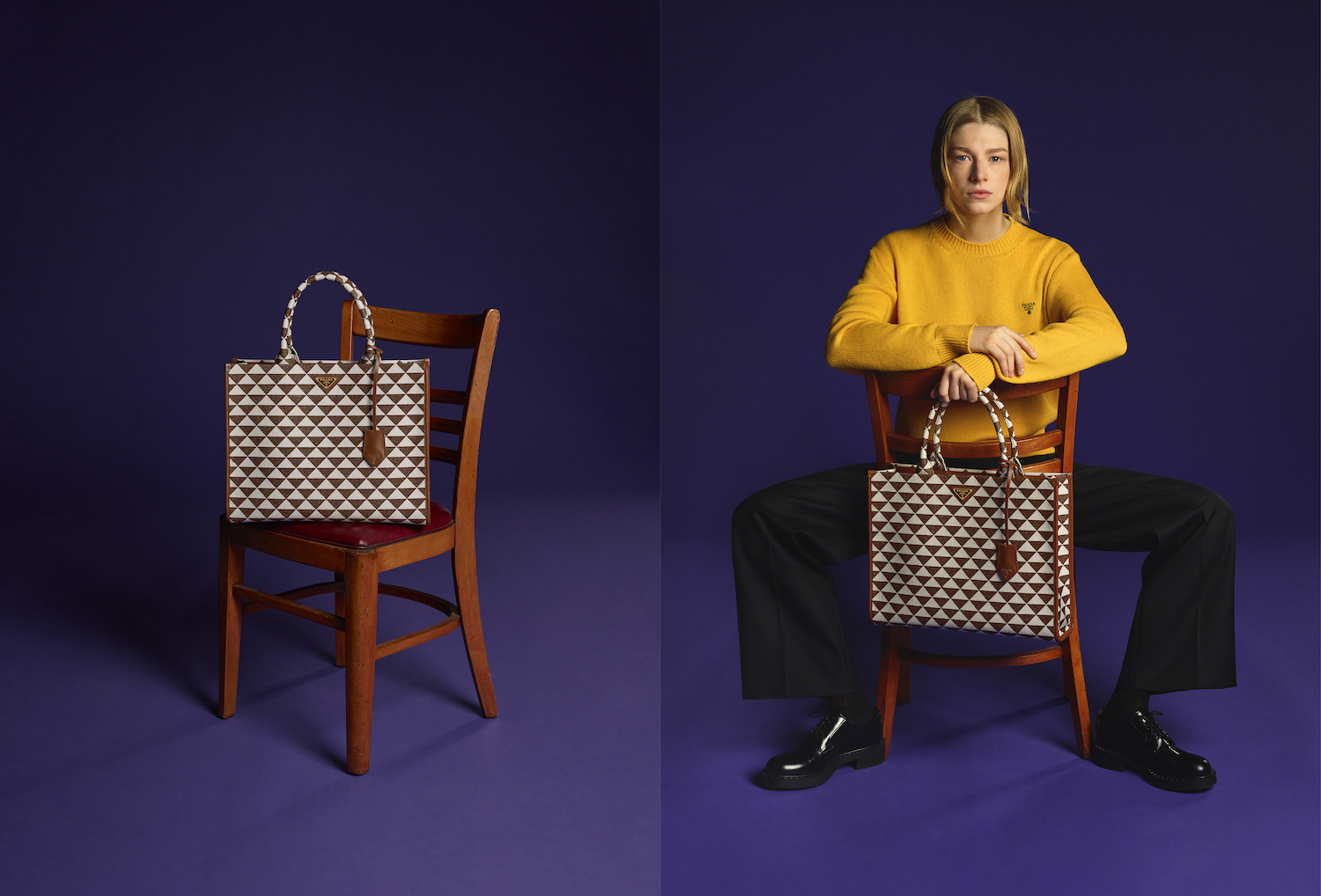 Hunter Schafer for the Prada The Symbole campaign by Catherine Opie prada symbole handbag hunter schafer catherine opie