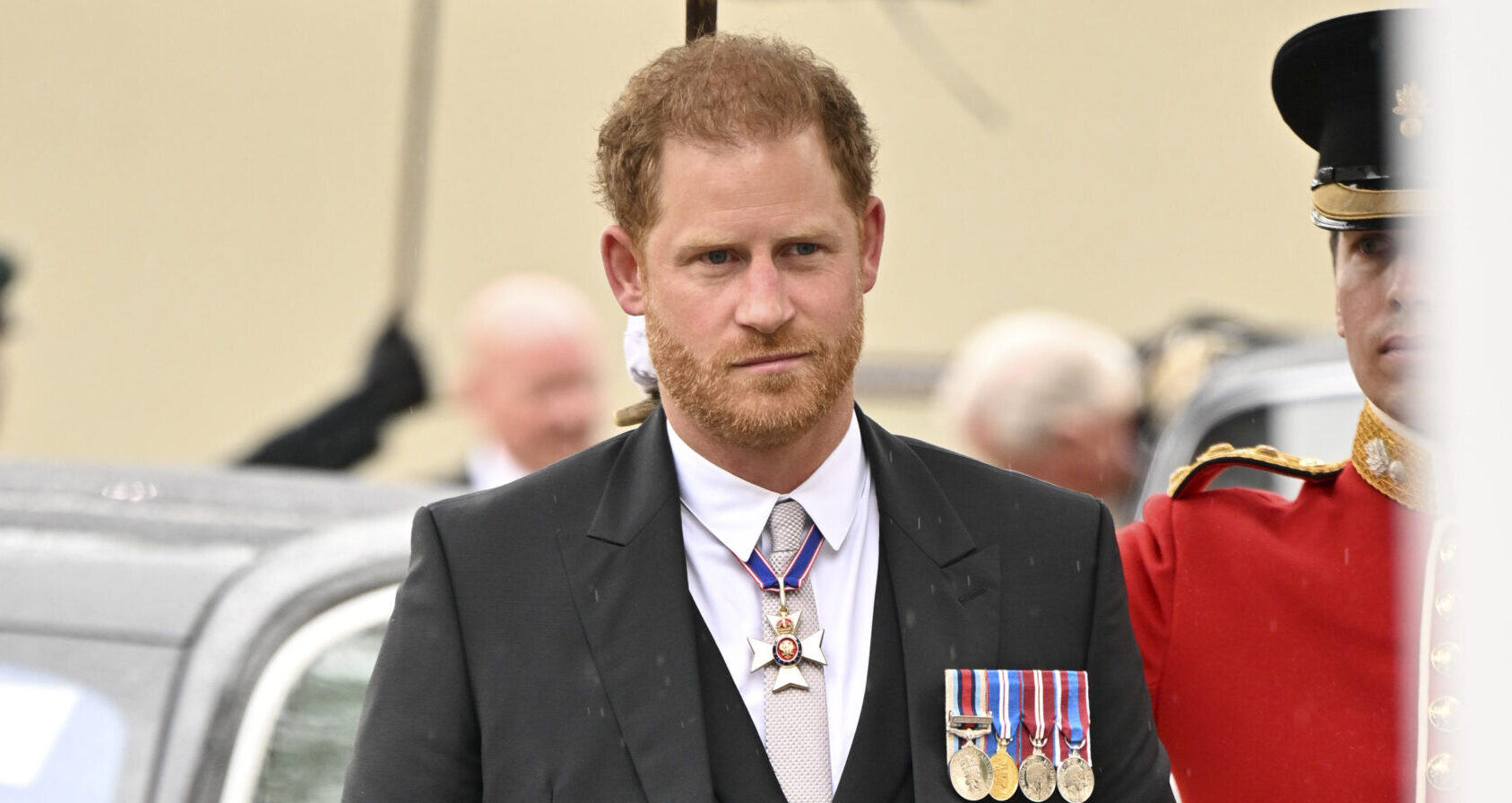 Prince Harry, Duke of Sussex wears Dior Men’s by Kim Jones at the coronation of Charles III