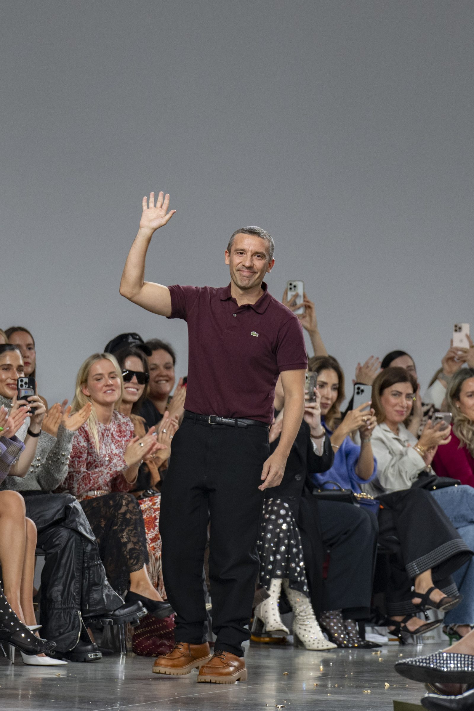 Julien Dossena takes a triumphant bow at the close of his Spring-Summer 2025 collection for Rabanne.