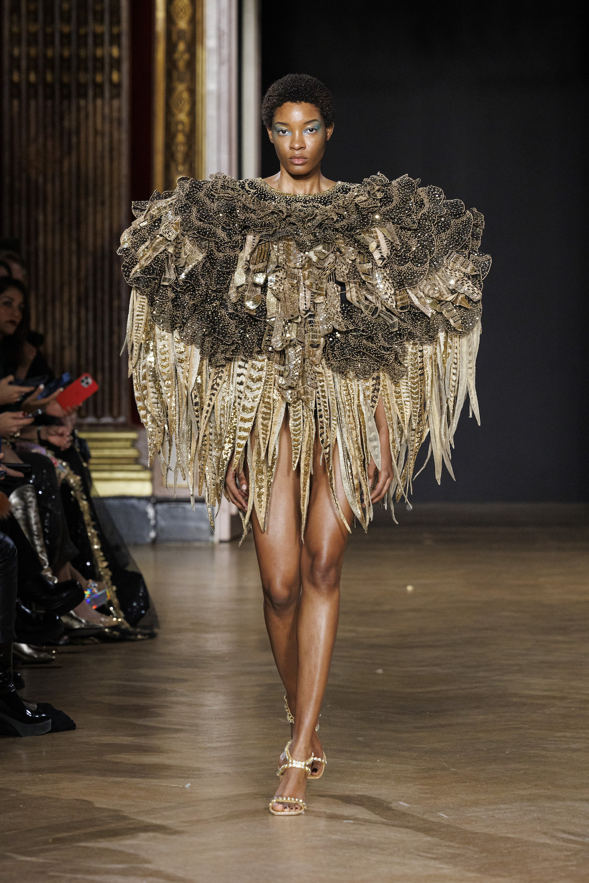 Model on the catwalk the Rahul Mishra Fashion show in Paris, Spring Summer 2023 Couture Fashion Week Model on the catwalk the Rahul Mishra Fashion show in Paris, Spring Summer 2023 Couture Fashion Week