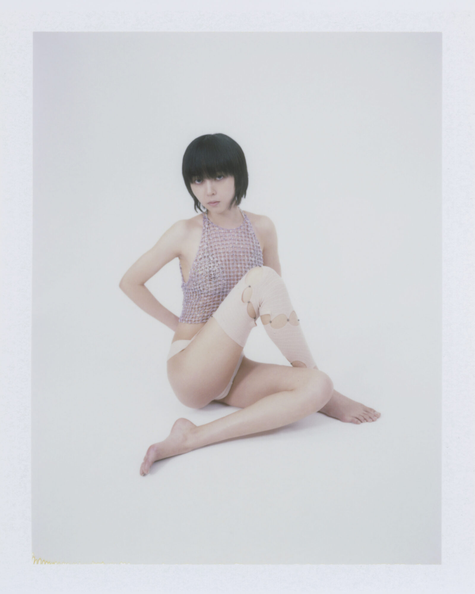 Tops by MIU MIU, legwear by RUI