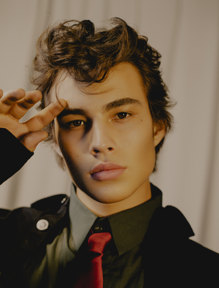 coat by RAF SIMONS, shirt by CRAIG GREEN, tie by LANVIN louis baines fashion editorial