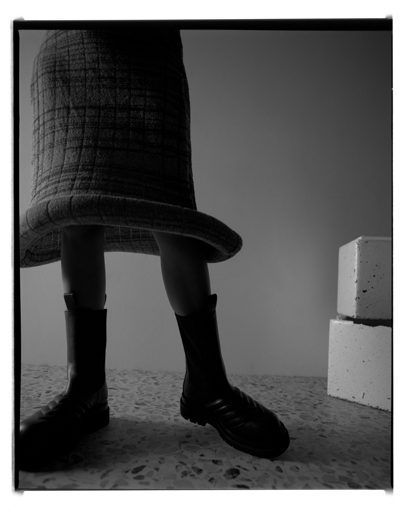 skirt by LOUISE LYNGH BJERREGAARD, boots by BOTTEGA VENETA skirt by LOUISE LYNGH BJERREGAARD, boots by BOTTEGA VENETA