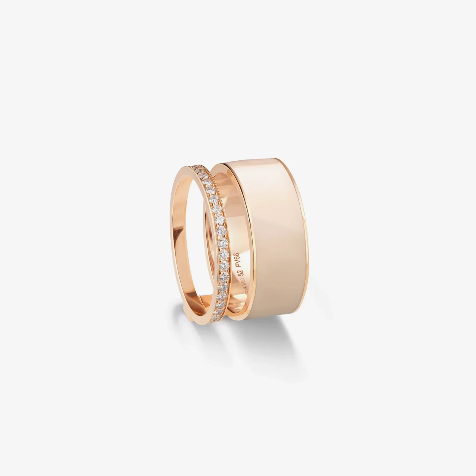 The Berbère Chromatic Ring: A study in nude lacquer and rose gold, set with pavé diamonds
