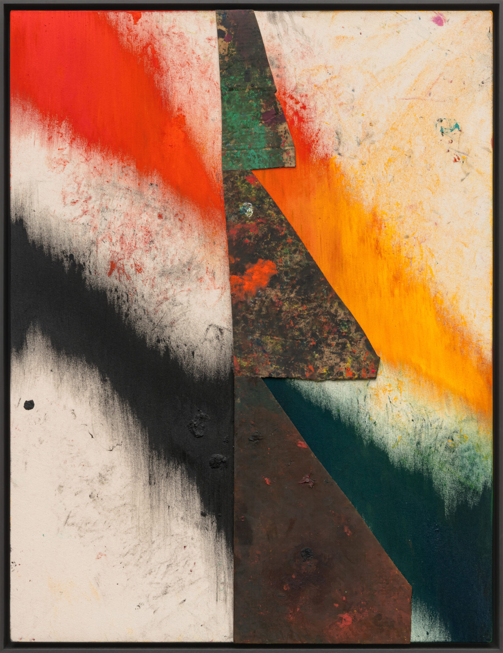 STERLING RUBY TURBINE. ICARUS JET., 2023 Acrylic, oil, and cardboard on canvas 57 x 43 1/2 inches (144.8 x 110.5 cm) © Sterling Ruby Photo: Robert Wedemeyer Courtesy Sterling Ruby Studio and Gagosian