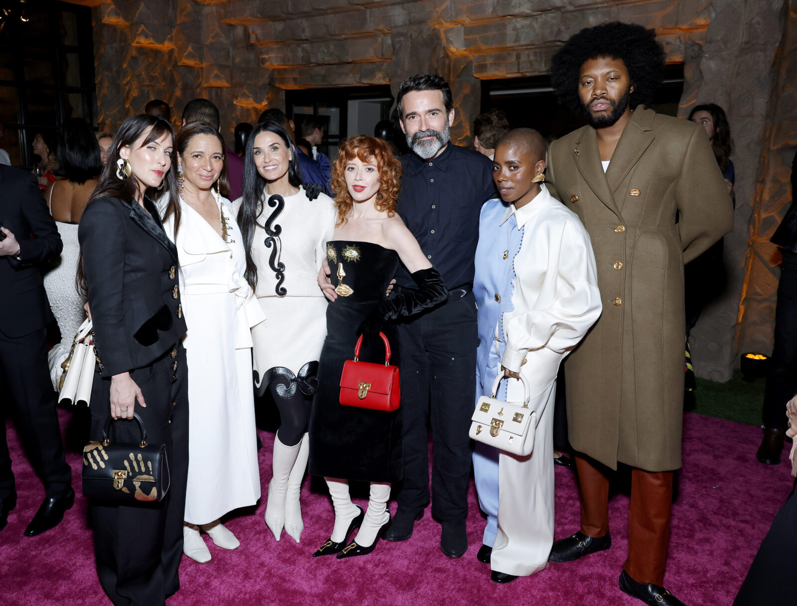 (L-R) Scout Willis, Maya Rudolph, Demi Moore, Natasha Lyonne, Daniel Roseberry, Janicza Bravo, and Jeremy O. Harris