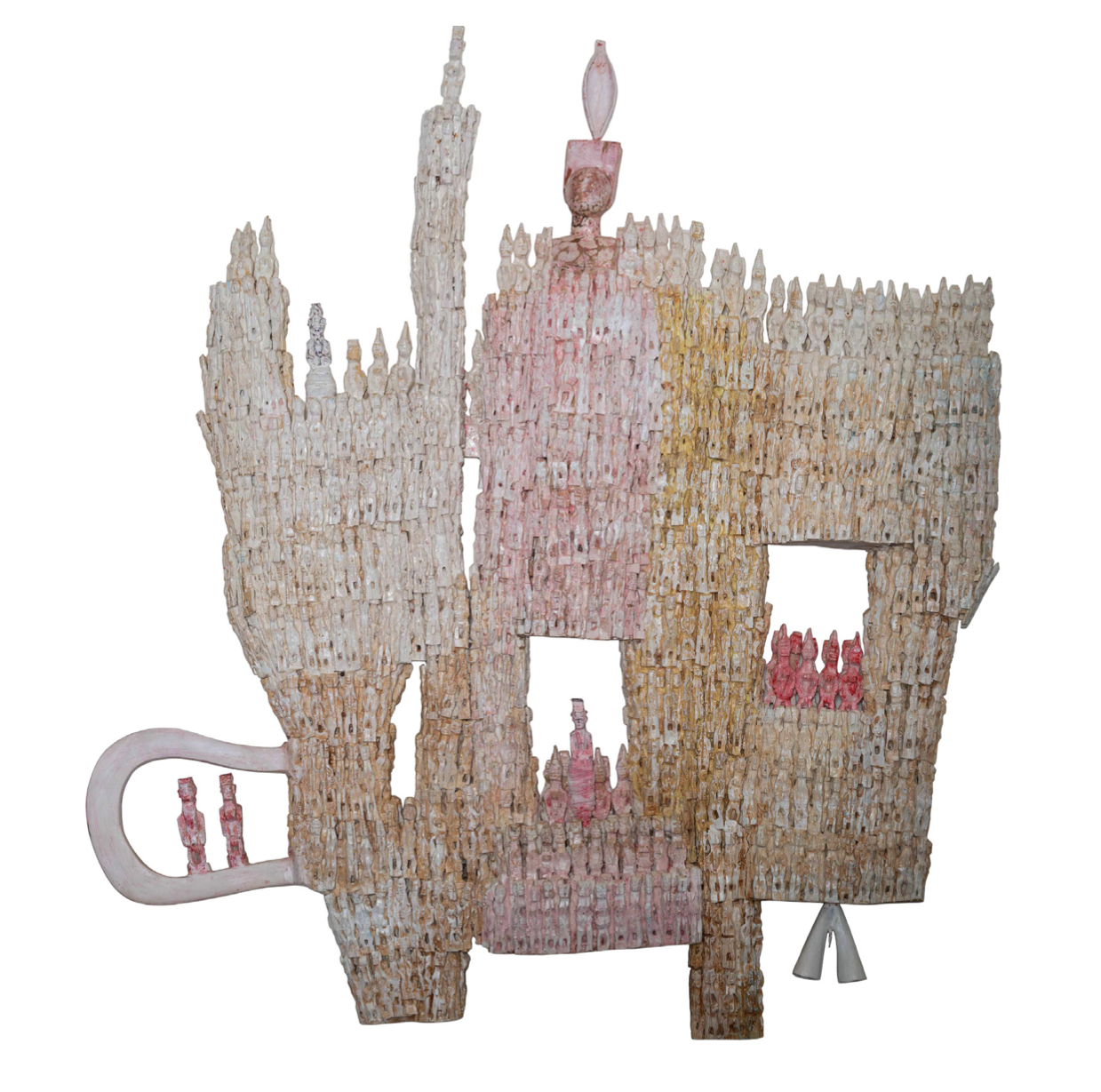 Dominique Zinkpè, Benin ‘The Watchers’, Wood, acrylic, 1480 × 1330 × 230 mm 2022