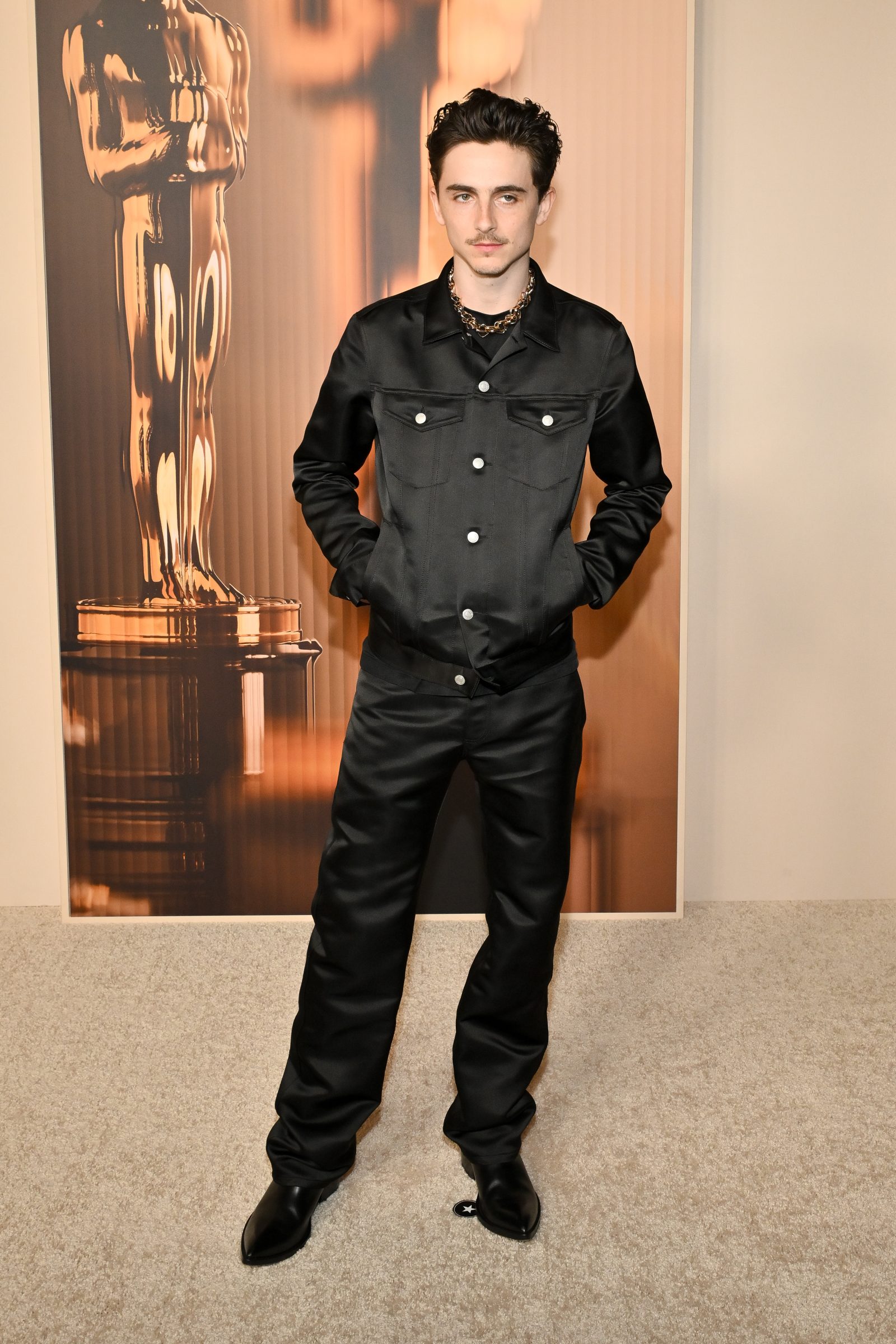 Timothée Chalamet wearing GapStudio at the 97th Annual Academy Awards Nominees Dinner, held on February 25, 2025, at the Academy Museum of Motion Pictures in Los Angeles. (Photo by Michael Buckner/Penske Media via Getty Images)