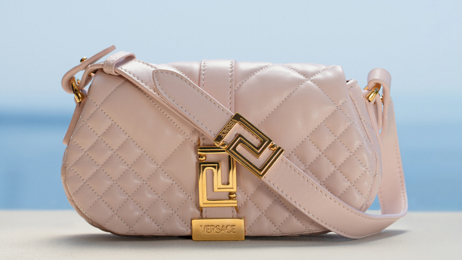 Versace Greca Goddess mini bag in powder blush pink