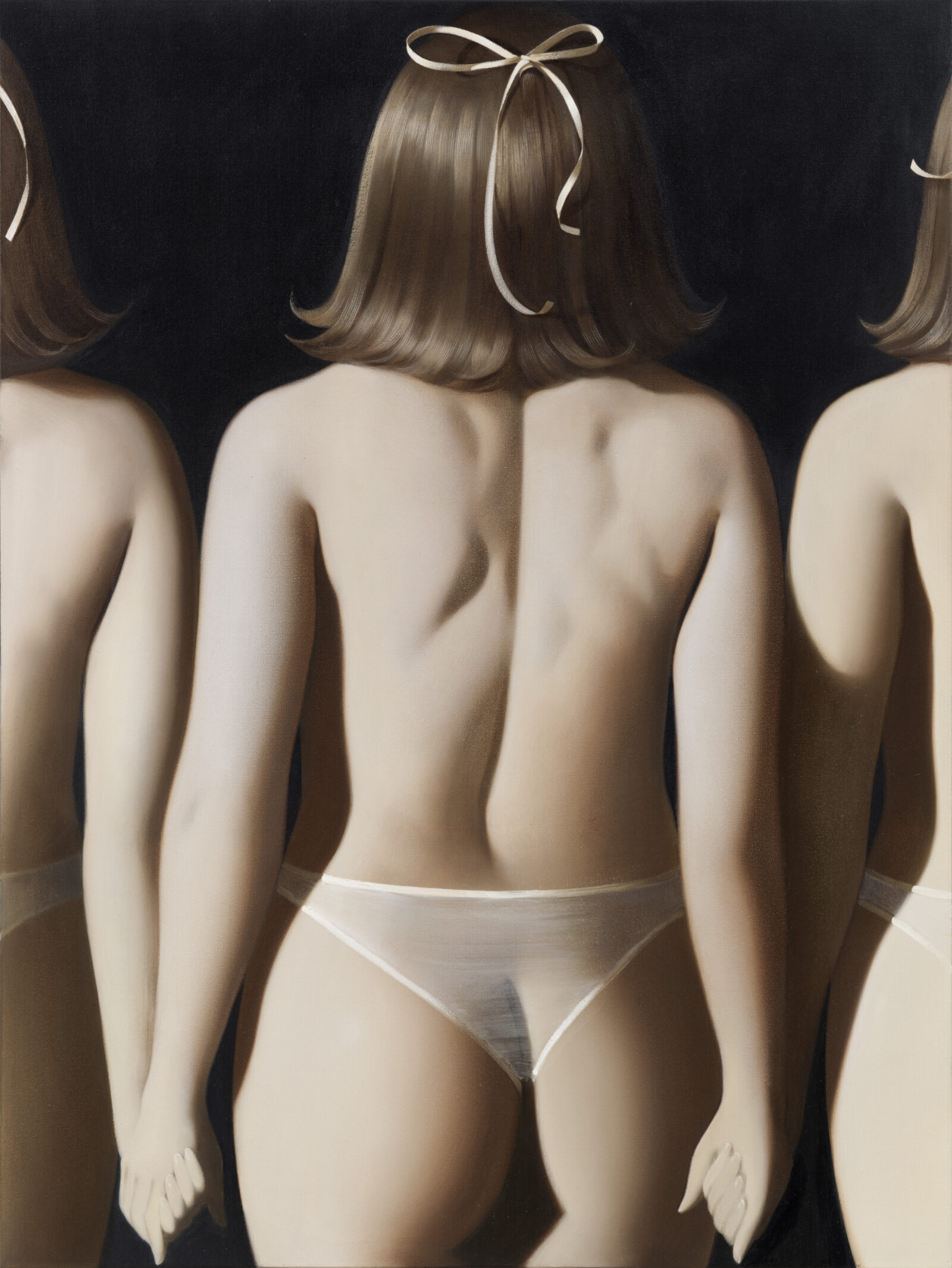 Anna Weyant The Return of The Girls Next Door, 2022–23 Oil on canvas 48 x 36 x 1 1/2 inches (121.9 x 91.4 x 3.8 cm) © Anna Weyant Photo: Rob McKeever Courtesy Gagosian