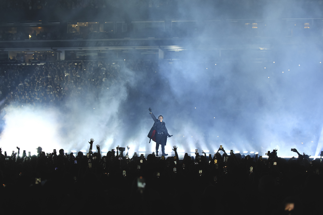 TheWeeknd wears costume by Yohji Yamamoto