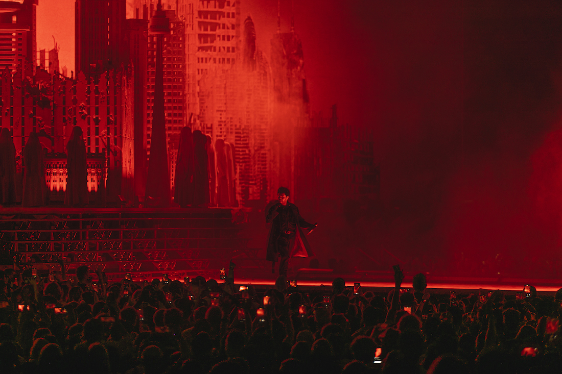 TheWeeknd wears costume by Yohji Yamamoto