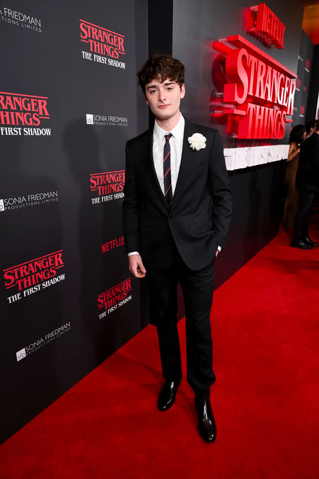 Noah Schnapp in Celine Homme by Hedi Slimane at the Stranger Things: The First Shadow Broadway premiere—blending precision tailoring with unapologetic authenticity.